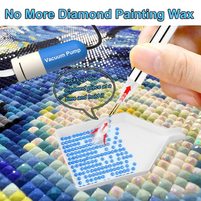 Diamond Art Painting Pen, Painter Vacuum Diamond Art Pen,Electric Diamond Art Painting Pen, Vacuum Diamond Art Accessories Tool with Storage Tray (Blue)