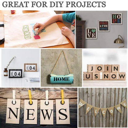 1 Inch Letter Stencils Kit, Alphabet Art Craft Stencils, Reusable Plastic Letters and Numbers Stencil Set for Wood, Wall, Fabric, Rock, Chalkboard, Signage and DIY Art Projects (White, 36 Pcs)