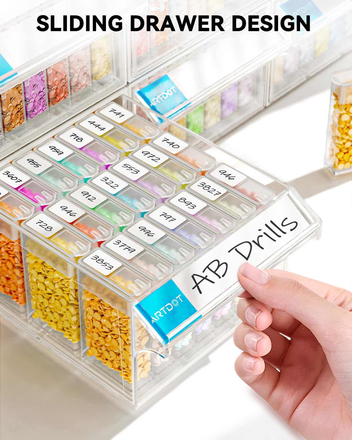 Diamond Painting Storage, 4 Pack Stackable Bead Organizer 140 Slots Individual Containers with Diamond Art Accessories and Tools for Beads Nail Pill Rhinestones Seed