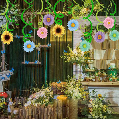 30Ct Autume Summer Spring Sun Flower Hanging Swirl Decorations,Themed Birthday Party,Party Supplies,Ceiling Decorations for Girls,Boys,Kids, Bedroom,Classroom,Baby Shower