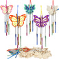 8 Pack 3D Butterfly Wind Chime Kit for Kids Make Your Own Butterfly Wind Chime Wooden Arts and Crafts for Kids DIY to Paint Butterfly Craft for Summer Spring Art Activity Birthday Party