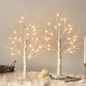 White Birch Tree with LED Lights - Set of 2, Tabletop Tree with Timer, Christmas Decorations Lighted Tree for Indoor Mantel Home Decor (2 FT, 24 LED)