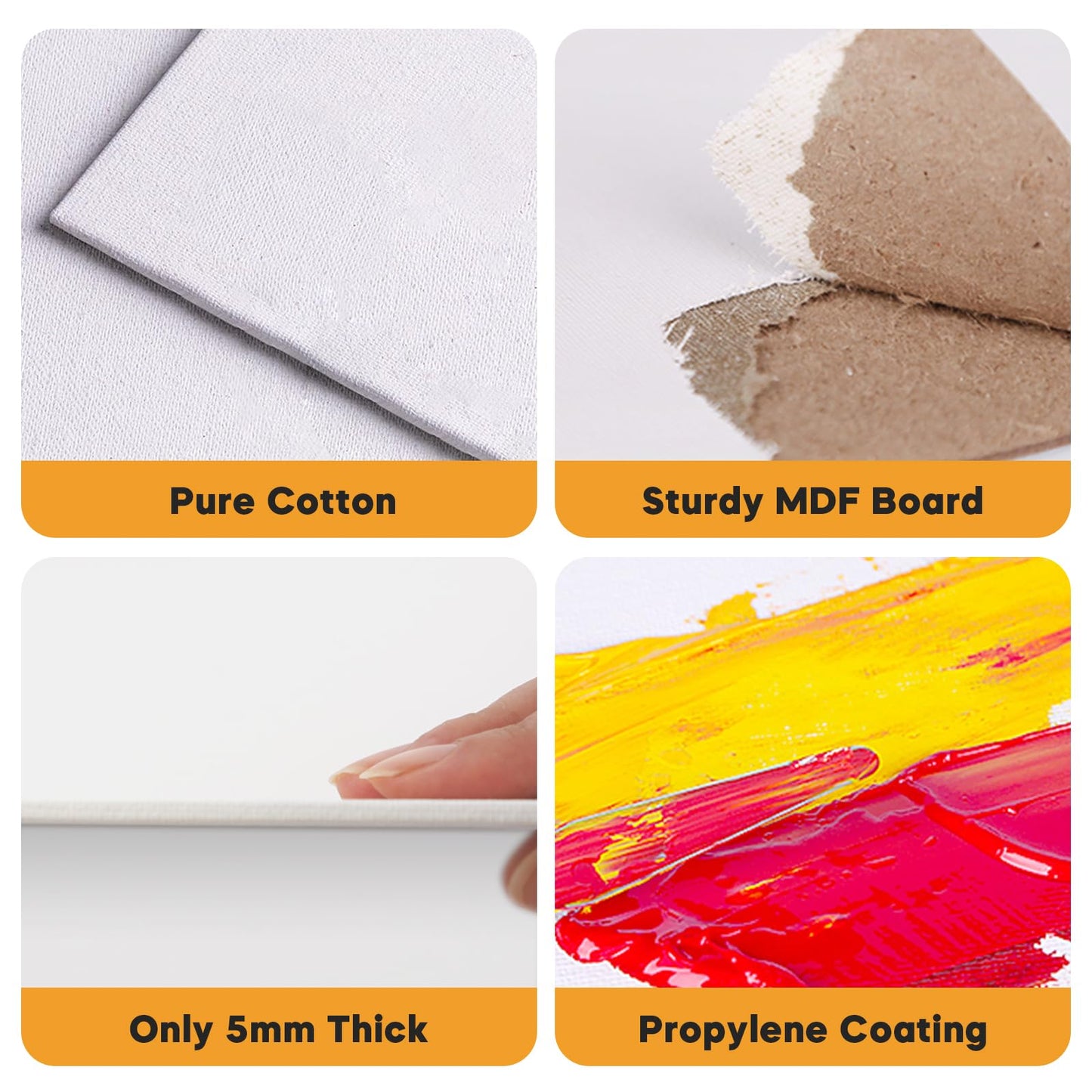 Canvas Boards for Painting, 8 x 10 inch, 12 Pack, 100% Cotton Canvas Panels, White Blank Canvases, Primed, Acid-Free, Artist Quality for Acrylic, Pouring Watercolor & Oil Painting