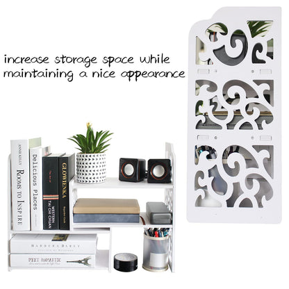 Small Bookshelf for Desktop Storage, Mini Cute Office Desk Shelves White Versatility Organizers for Women, Kids