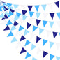 10M/32Ft Royal Blue Party Decorations Triangle Flag Pennant Bunting Fabric Garland for Wedding Birthday Ahoy Achor Nautical Pirate Bridal Baby Shower Under The Sea Party Festivals Decoration