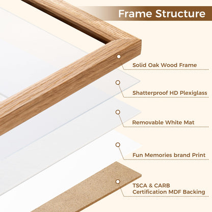 8x10 Oak Picture Frame for Wall, 8x10 Frame with Matted to 5x7, Solid Wood Picture Frames for Wall Art Photo and Prints (Beige, 1 Pack)