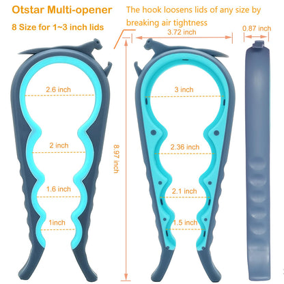 Jar Opener Bottle Opener and Can Opener for Weak hands, Seniors with Arthritis and Anyone with Low Strength, Mutil Jar Opener Get Lids Off Easily (Blue and Grey)