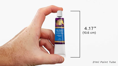 Oil Paint Set - 24 x 21ml Tubes - Artist Quality - Rich Vivid Oil-based Colors - Lightfast - Heavy Body - Great Saturation - Glossy Finish - Professional Painting Supplies