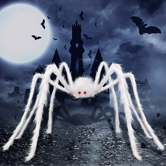 Giant Halloween Hairy Spider,Realistic Scary White Spider Props Decoration for Indoor and Outdoor Decoration (59”)