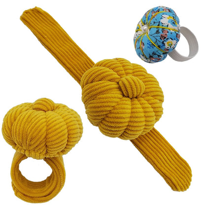 Wrist Pin Cushion Pincushions Needlework DIY Handcraft Needles Holder for Sewing and Quilting Pop Snap Ring with 1 Elastic Strap Finger Ring Pincushions Pumpkin Shaped