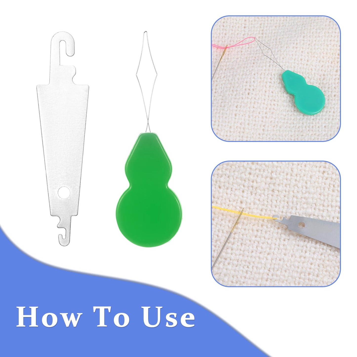 Cross Stitch Needles Size 26 Gauge Embroidery Hand Needles Sewing Needles, 100PCS Cross Stitch Needles + 2 Needle Threader in Transparent Box Large Eye Sewing Needles for Cross Stitching Supplies