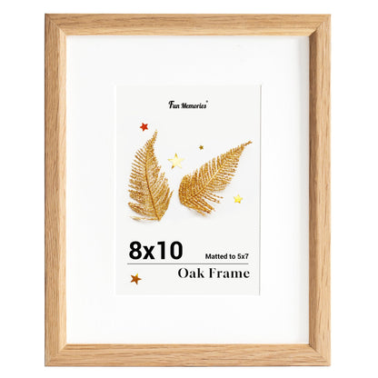 8x10 Oak Picture Frame for Wall, 8x10 Frame with Matted to 5x7, Solid Wood Picture Frames for Wall Art Photo and Prints (Beige, 1 Pack)