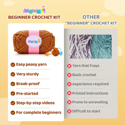 Crochet Kit for Beginners with 40% Extra Eco-Friendly Pre-Started Easy Yarn, Step-by-Step Video Tutorials for Adults and Kids (Highland Cattle)