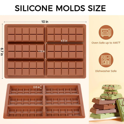 Chocolate Bar Mold - Non-Stick Chocolate Molds, Food Grade Silicone Deep Mold for Dubai Pistachio, Candy, Snacks