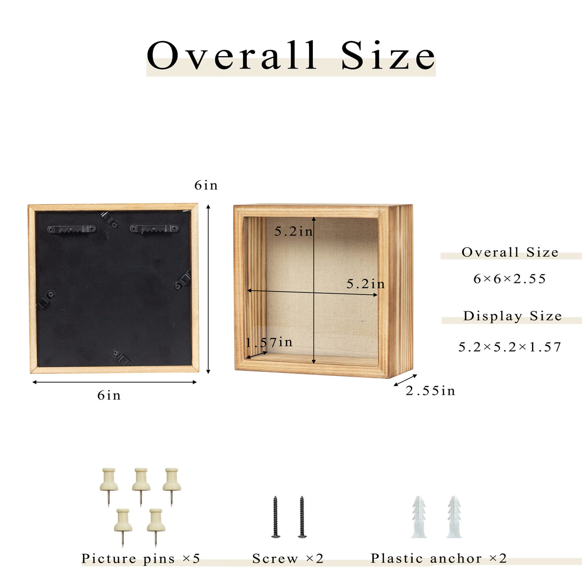 Shadow Box Frame 6x6 Shadow Box Display Case with Linen Back of Awards Memorabilia Flower, Pictures, Keepsakes、Bouquet、Medals and More Photos Memory Box