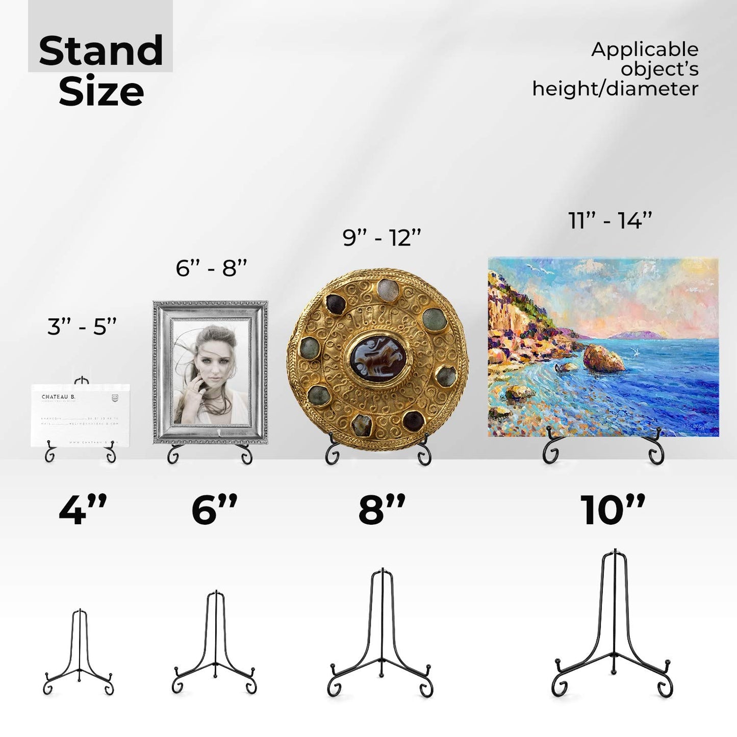 Plate Stands for Display - 8 Inch Plate Holder Display Stand + Metal Easel Stand for Picture Frame, Decorative Plates, Book, Photo, Collectibles (2 Pack)
