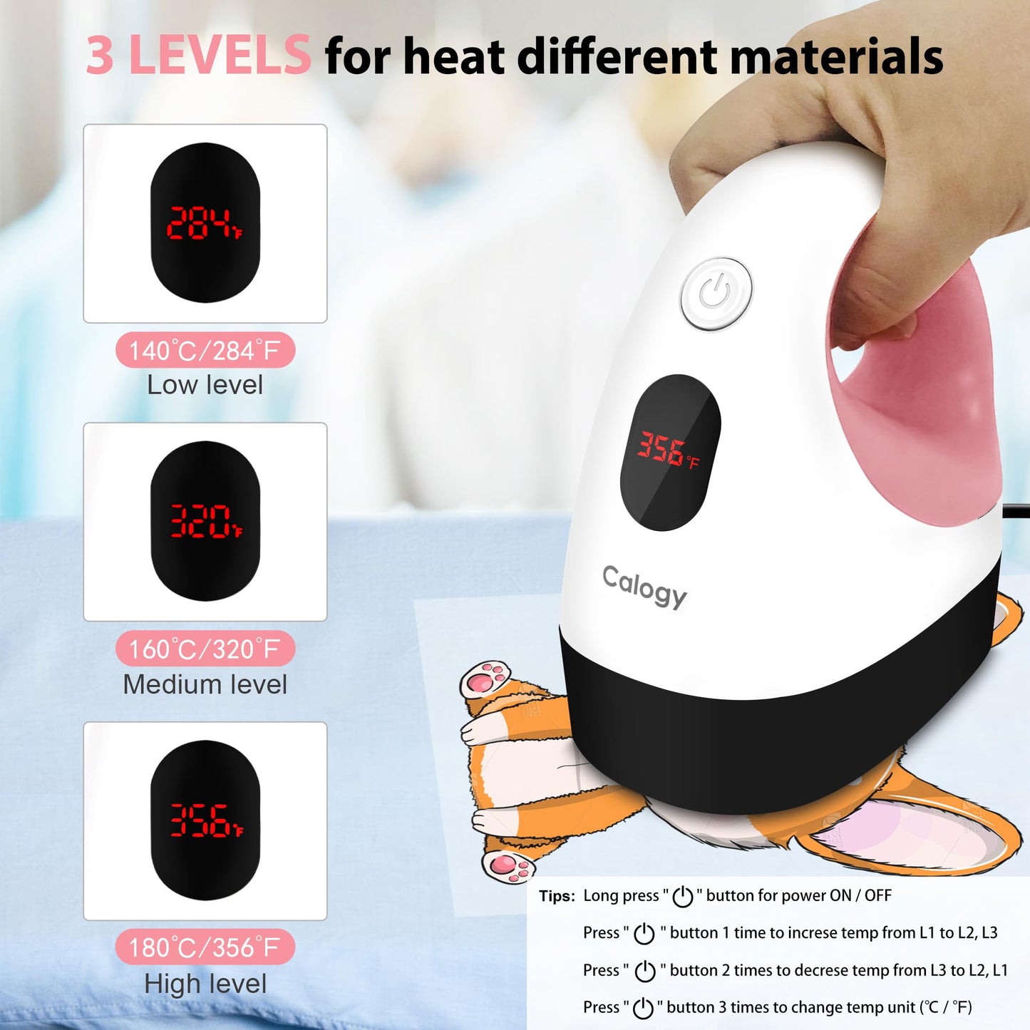 Mini Heat Press, Heat Transfer Machine, Constant Temp Control, Insulated Safety Base, Fits for Crafts, T-Shirt, Hat, Cap, Pillows(White Pink)