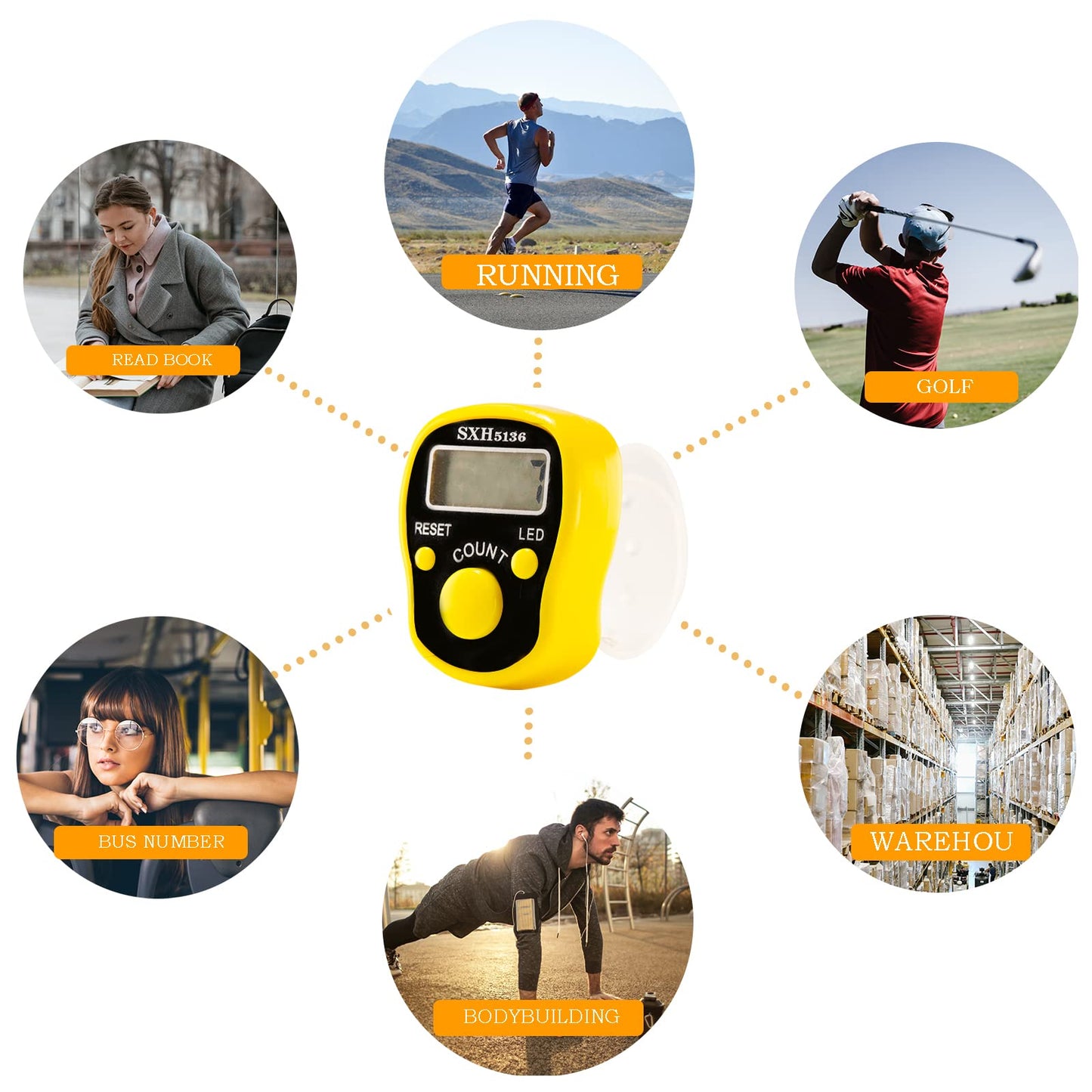 Counters 2 Pcs LED Digital Row Counter and Stitch Markers 50 Pcs Crochet Stitch Markers for Knitting Sewing Stitching Weaving, Muslim Pray, Recording Sports Scoring, Lap Counting by ILouxNei