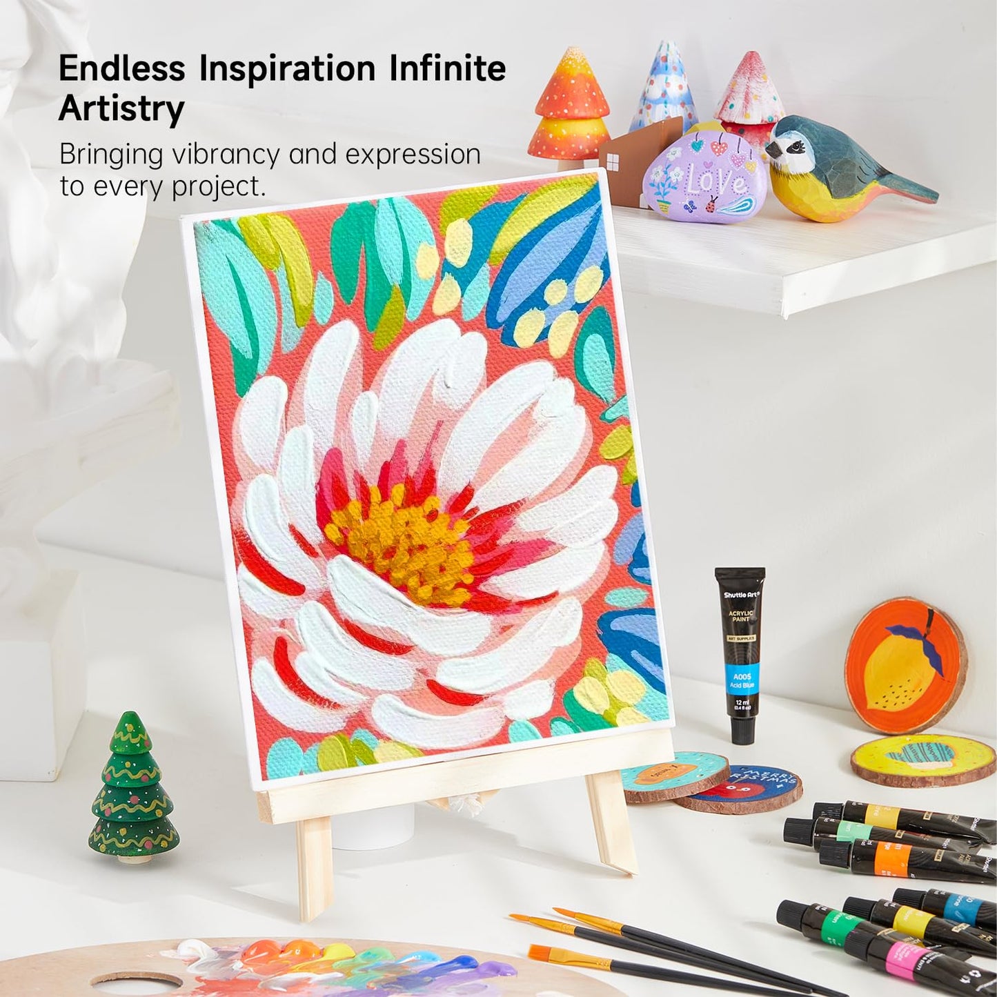 Acrylic Paint Set, 30 x12ml Tubes Artist Quality Non Toxic Rich Pigments Colors Great for Kids Adults Professional Painting on Rocks Canvas Wood Clay Fabric Ceramic Crafts