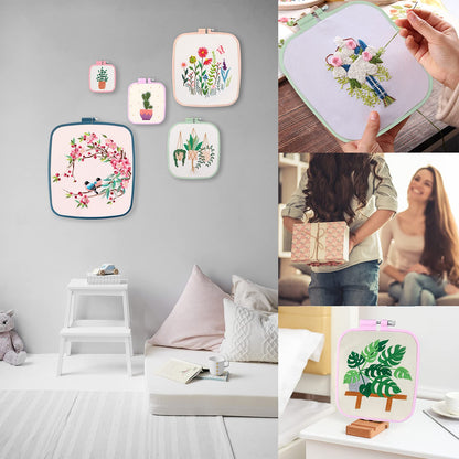 5Pcs 5 Size Square Embroidery Hoops, ABS Plastic Embroidery Hoops Cross Stitch Hoops Embroidery Frames for Sewing, Needlework, Embroidery Projects (Size-3", 4.3", 6.5", 8.7", 11")