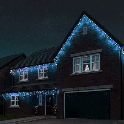 360 LED Christmas Icicle Lights, 29.5 FT 8 Modes Curtain Fairy Lights with 60 Drops, Connectable Xmas String Lights for Outside Holiday Wedding Party Decorations (White)