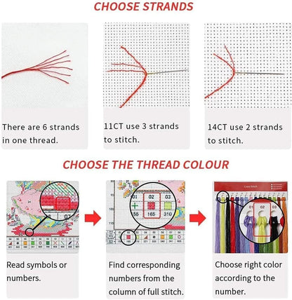 Gnome Stamped Cross Stitch Kits - Succulents Needlepoint Counted Cross Stitch Kits for Beginners Adults Patterns Dimensions Needlecrafts Embroidery Kits Arts and Crafts