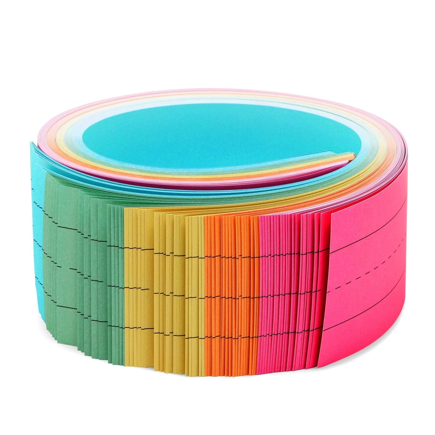 Colored Sentence Strips for Teacher Supplies, Classroom, Lined Paper Borders for Writing Words (5 Colors, 3 x 24 Inch) - 100 Pack