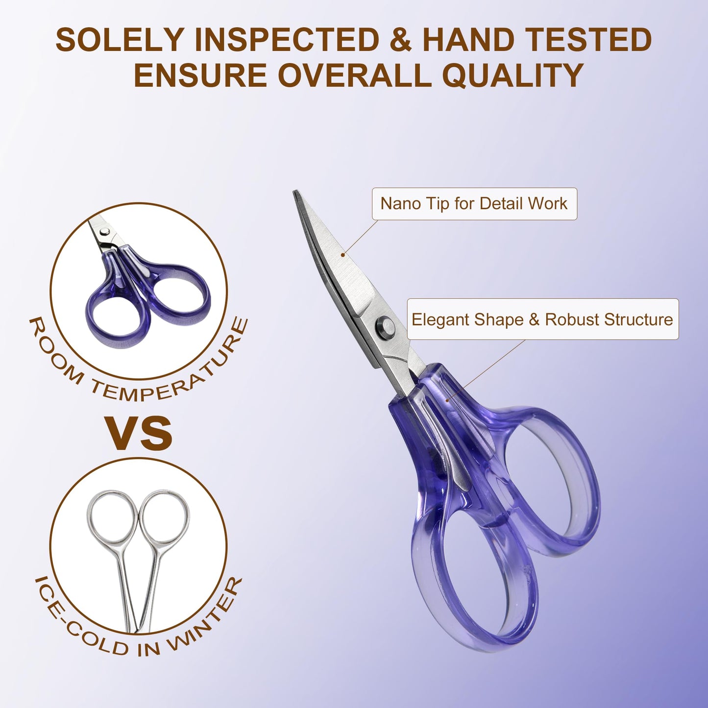 Sharpest & Precise Stainless Steel Curved Straight Thread Yarn Fabric Cutting Scissor with Safety Cap & TSA Complied Ideal for Embroidery Quilting Sewing Knitting Crafting Cross Stitch Crochet