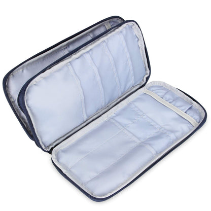 Knitting Needles Case(up to 10-Inch), Travel Organizer Storage Bag for Circular and Straight Knitting Needles, Crochet Hooks and Knitting Accessories, Blue Cats-NO ACCESSORIES INCLUDED