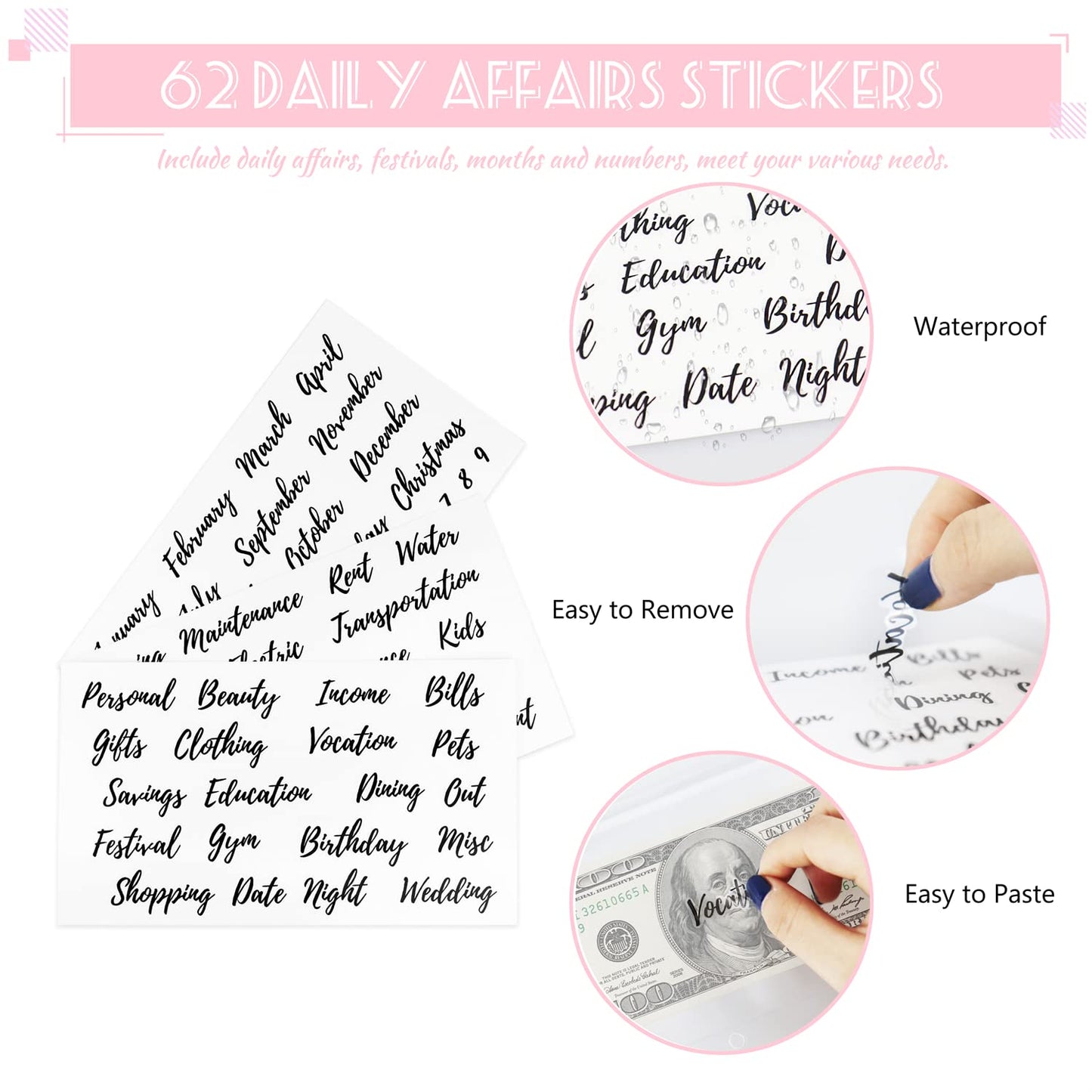 Budget Binder with Zipper Envelopes, Cash Envelopes for Budgeting, A6 PU Leather Budget Planner 2025 with Cash Envelopes Calculator, Bill Money Organizer for Cash Saving Budget System Wallet