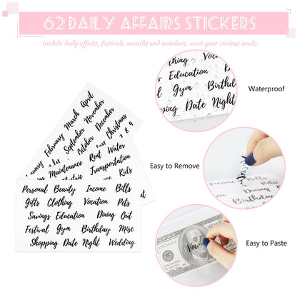 Budget Binder with Zipper Envelopes, Cash Envelopes for Budgeting, A6 PU Leather Budget Planner 2025 with Cash Envelopes Calculator, Bill Money Organizer for Cash Saving Budget System Wallet