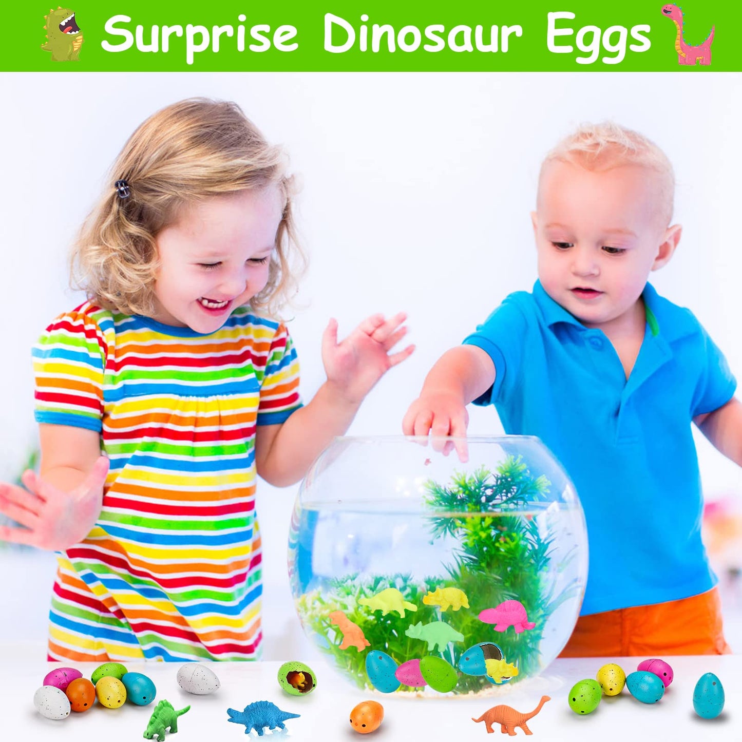 60PCS Small Hatching Dinosaur Eggs for Dinosaur Party Favors Birthday Goodie Treat Bag Stuffers Classroom Carnival Prizes Box Toys Bulk Pinata Fillers Novelty Grow in Water Dino Eggs with Toys Inside