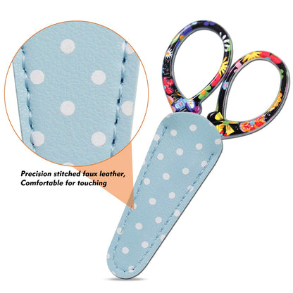 Sewing scissors sharp scissors Embroidery Scissors Crafting Threading Scissors with Leather Scissors Cover for Needlework Craft Art Work Manual Sewing Handicraft DIY Tool Black Flower