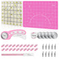 39 Pcs Rotary Cutter Set Pink - Quilting Kit incl. 45mm Fabric Cutter with 5 Extra Blades, A4 Cutting Mat, Craft Knife Set, Quilting Ruler and Sewing Clips, Ideal for Crafting, Sewing, Patchworking