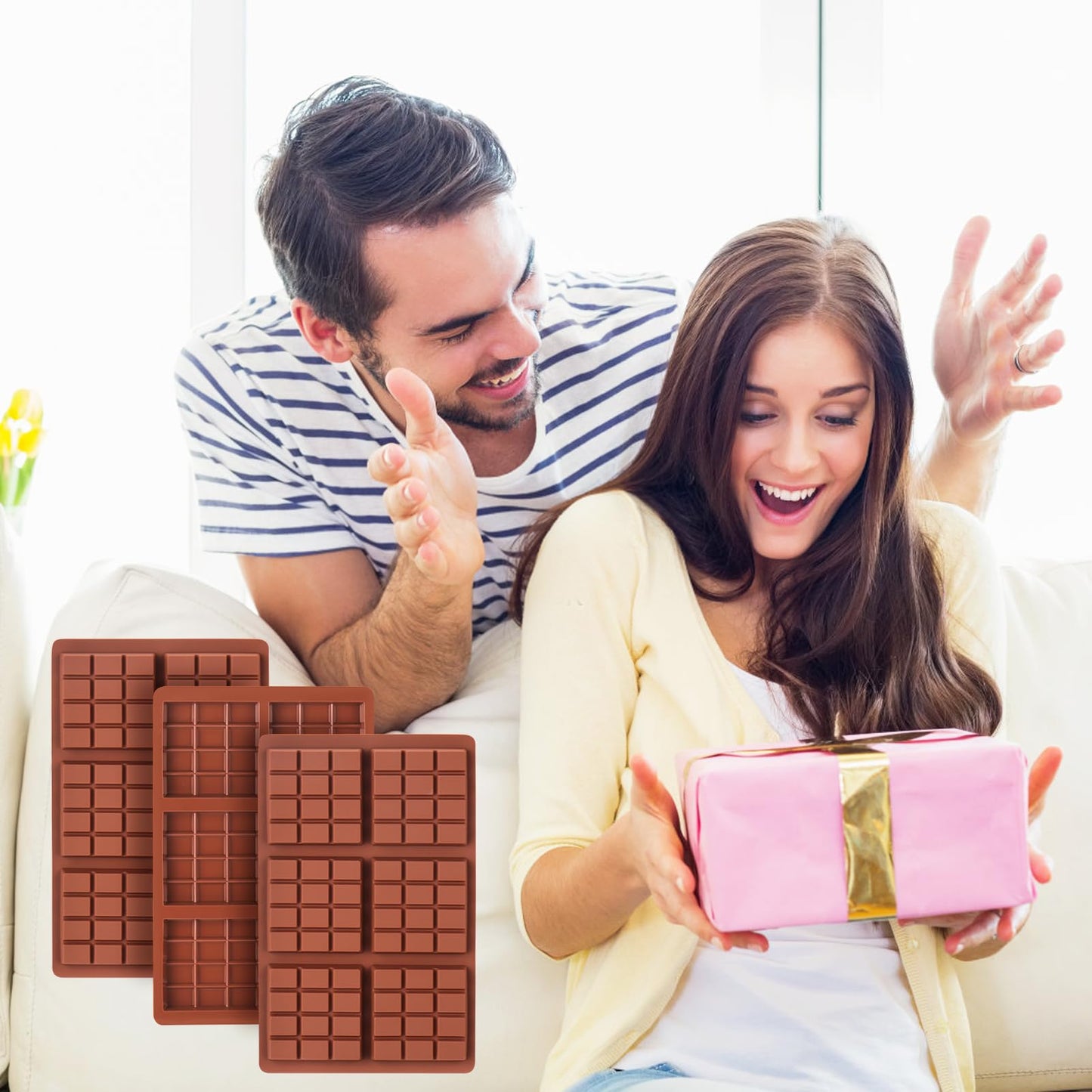 Chocolate Bar Mold Deep, 3Pcs Square Thick Chocolate Bar Mold Silicone, Stuffed Candy Bar Mold