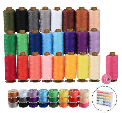 50Pcs Bobbins Sewing Thread Kit, 400 Yards Sewing Thread Spools, Prewound Hand & Machine Thread, Sewing Machines Thread for Brother Singer Janome Juki Serger Machine, 25 Colors