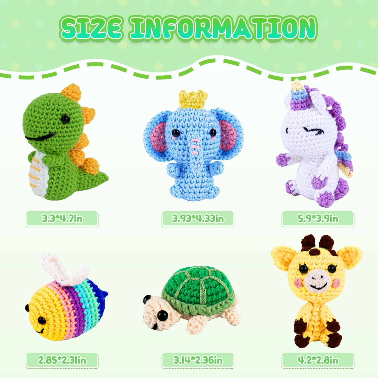 6PCS Crochet Kit for Beginners, Knitting Kit with Step-by-Step Video Tutorials, Beginner Crochet Kit for Adults, Crochet Animal Kit for Beginners Kids, Complete Kit Included 6 Cute Animals