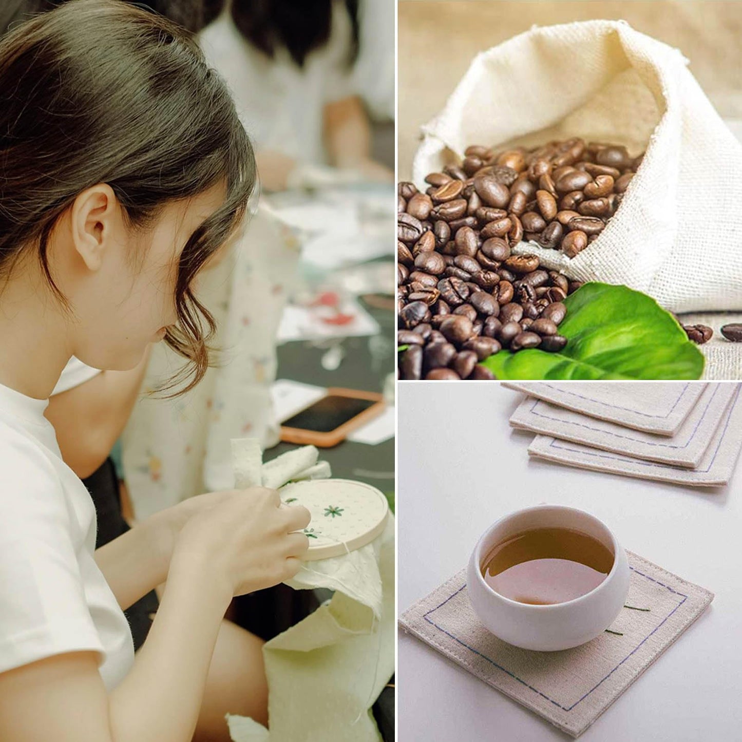 4pcs Nature Linen Needlework Fabric, Kurilai Solid Colour Embroidery Fabric, Square Linen Cloth Crafts Accessories for Making Garment Craft, Cross Stitch, Needle Embroidery, DIY Decoration (19x19inch)