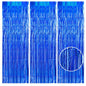 3Pcs Laser Blue Door Streamers, Photo Booth Backdrop Metallic Streamers Foil Fringe Curtains for Birthday, Christmas, New Year, Bachelorette, Grad Party Decor (9.9ft x 6.6ft)