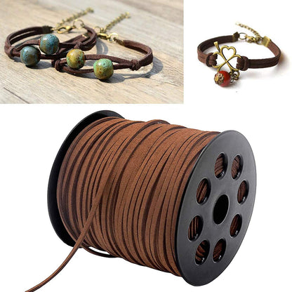 3mm x100 Yards Coffee Suede Cord Suede Lace Faux Leather Cord with Roll Spool for Bracelet Necklace Beading DIY Handmade Crafts