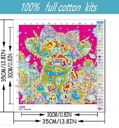 Cow Stamped Cross Stitch Kits for Adults Beginner, Sunflowers Counted Cross Stitch Kits Printed Stitching Cute Patterns Dimensions Needlepoint Art Crafts Embroidery Kits for Adults Beginners