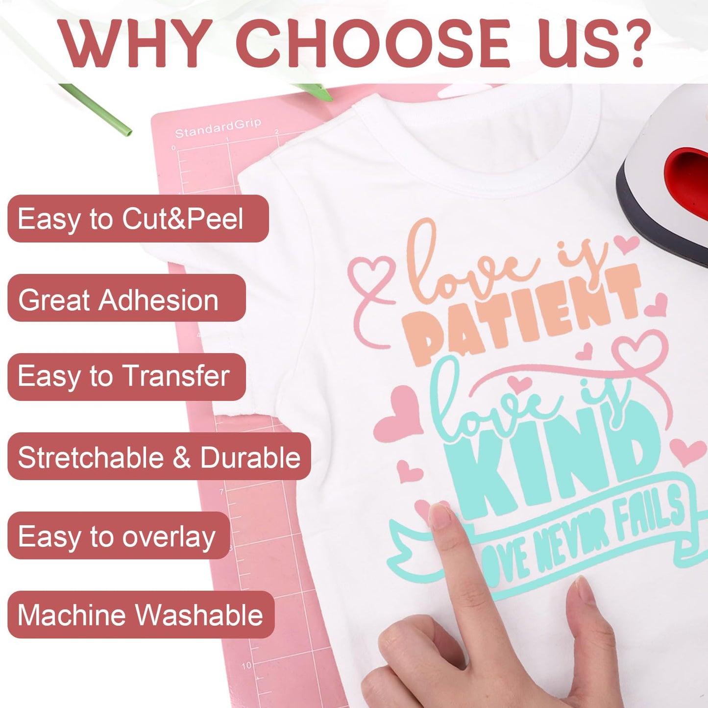 Pastel Iron on Vinyl Boho Heat Transfer Vinyl Bundle 12 X 10 in, 8 Assorted Pastel HTV for T-Shirts,Garment, Easy to Cut & Transfer