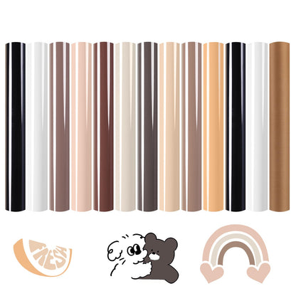 Skin Tone HTV Vinyl Heat Transfer Vinyl Bundle-13 Pack Brown HTV Sheets 10 Assorted Colors Iron on Vinyl with Teflon Sheet