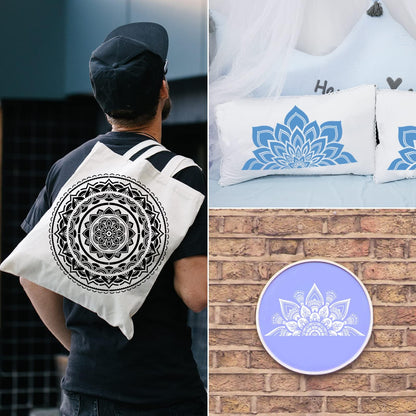 18x10 Inch Mandala Stencil Reusable Painting Templates - Floral Design Drawing Craft for DIY Wall, Tile, Furniture, Canva, Outdoor Indoor Decoration - 4 PCS