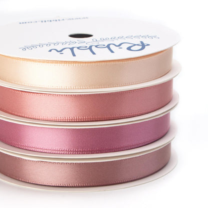 Dusty Rose Satin Ribbon 3/8 Inch x 4 Rolls Total 40 Yards- Champagne Pink/Rose Gold/Rosy Mauve/Mauve Ribbon for Wrapping and Craft