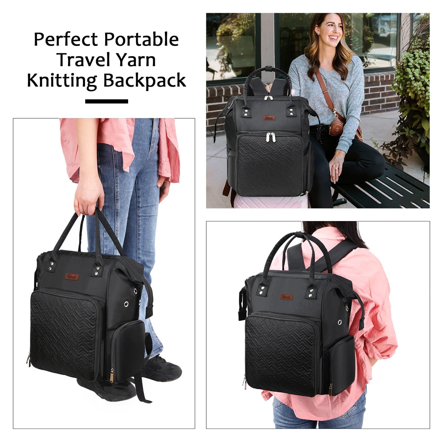 crochet bag,knitting bagBackpack and Tote Bag Storage Bag ，Large capacityYarn Storage Organizer Travel Women Carrying Crochet Accessories Knitting Needles Crochet