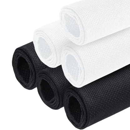 6PCS Aida Cloth 14 Count 3 Pieces Black Cross Stitch Fabric and 3 Pieces White Cross Stitch Fabric Cotton Embroidery Cloth for Needlework 14 Count for Craft Embroidery