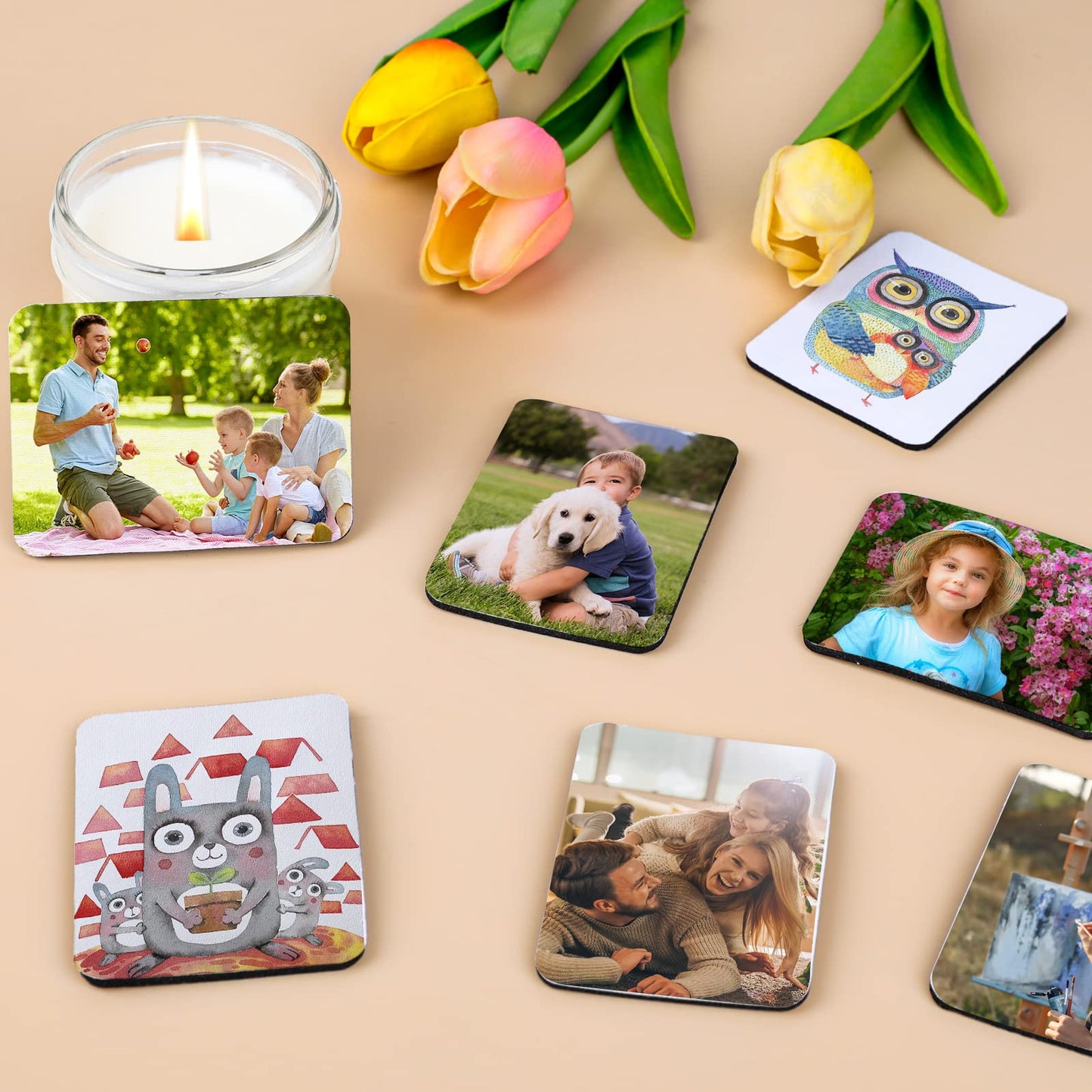 40 Pack Sublimation Magnet Blanks Set,Personalized Sublimation Refrigerator Magnet for Home Kitchen Microwave Oven Decor or Office Calendar with 40PCS Blank Rubber Pad(6x8cm),40PCS DIY Soft Magnetic