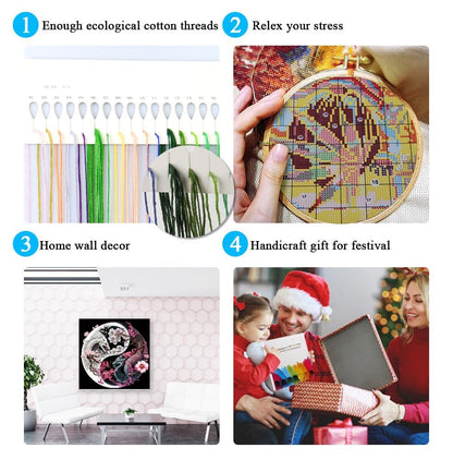 Dragon Stamped Cross Stitch Kits for Beginner, Needlepoint Counted Cross Stitch Kits for Adults, 11 CT Patterns Dimensions Counted Cross Stitch Kits Arts Craft Kits 14x14in (Without Frame)