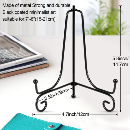 4 Pack Plate Stands For Display,Plate Holder 6 '',Picture Frame Stand of Metal,Frame and Artworks,Small Easel for Book,Tabletop Art,Picture,Photo Platter,black (21ZSJ0001)